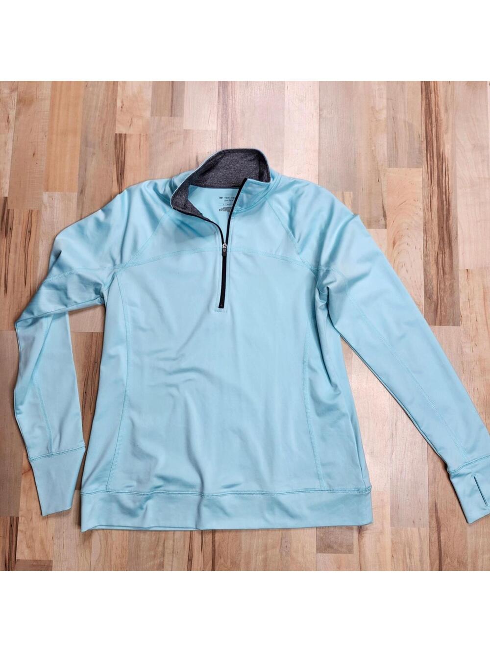 Tek Gear Pullover Activewear Running Quarter Zip Athletic Top Blue L